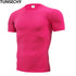 Fashion pure color T-shirt Men Short Sleeve compression tight Tshirts Shirt S- 4XL Summer Clothes - menochic
